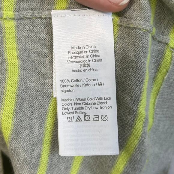 J. Crew Striped Dropped Shoulder Crew Neck Sweater NWT Women's Sz M Gray Green - Picture 4 of 5